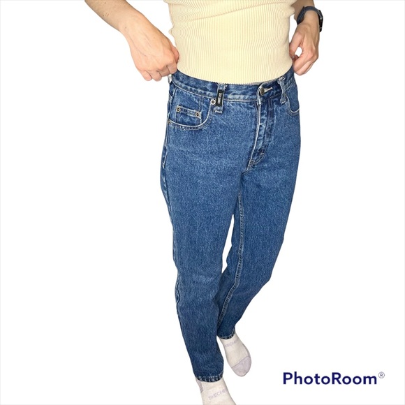 Vintage 90s contrast blue jeans mom jeans size 3/4 FITS LIKE 2 - Picture 4 of 13